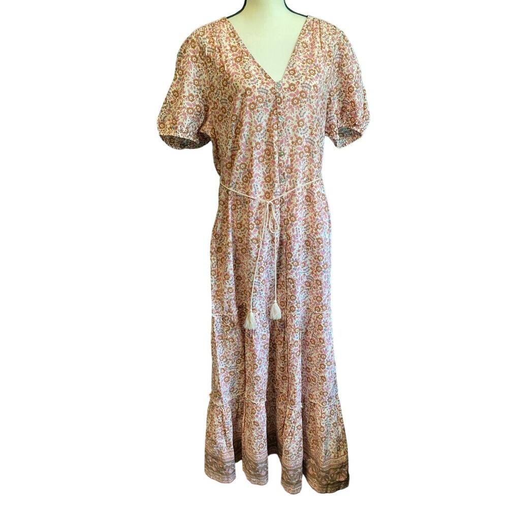 Faherty Orinda Floral Print Organic Cotton Maxi Dress Women's XL
